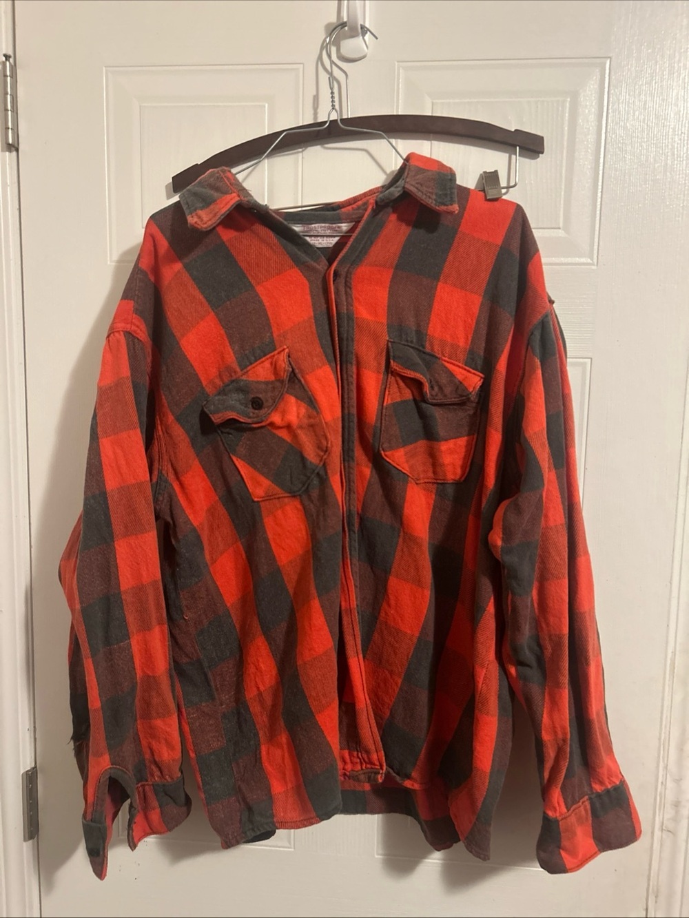 Men's Red & Black Plaid Casual Button-Down Shirt Jacket